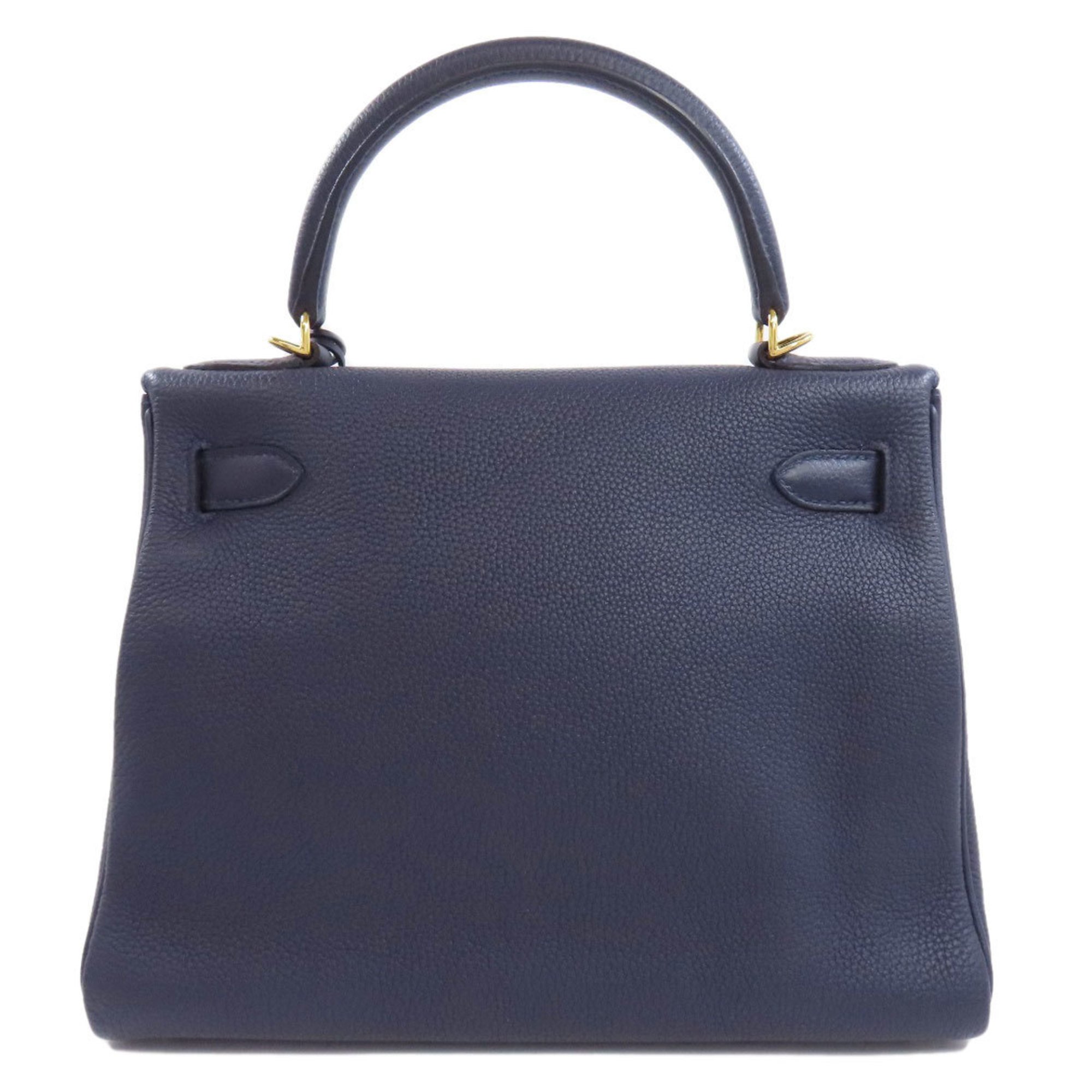 Hermes Kelly 28 Inner Stitching Blue Nuit Handbag Togo Women's HERMES