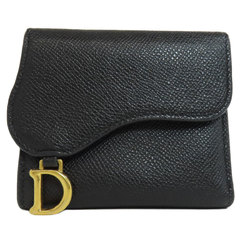 Christian Dior Saddle Lotus Wallet Bi-fold Calfskin Women's CHRISTIAN DIOR