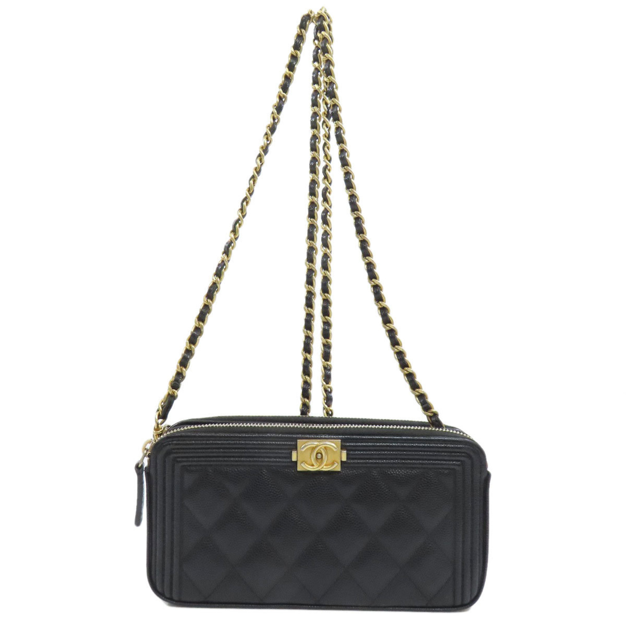 Chanel Chain Wallet Boy Long Caviar Skin Women's CHANEL