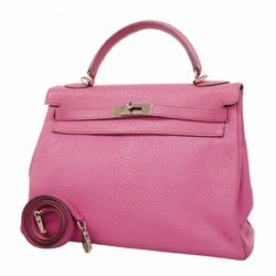 Hermes handbag Kelly 32 Chevre Coromandel Fuchsia pink □I engraved ladies