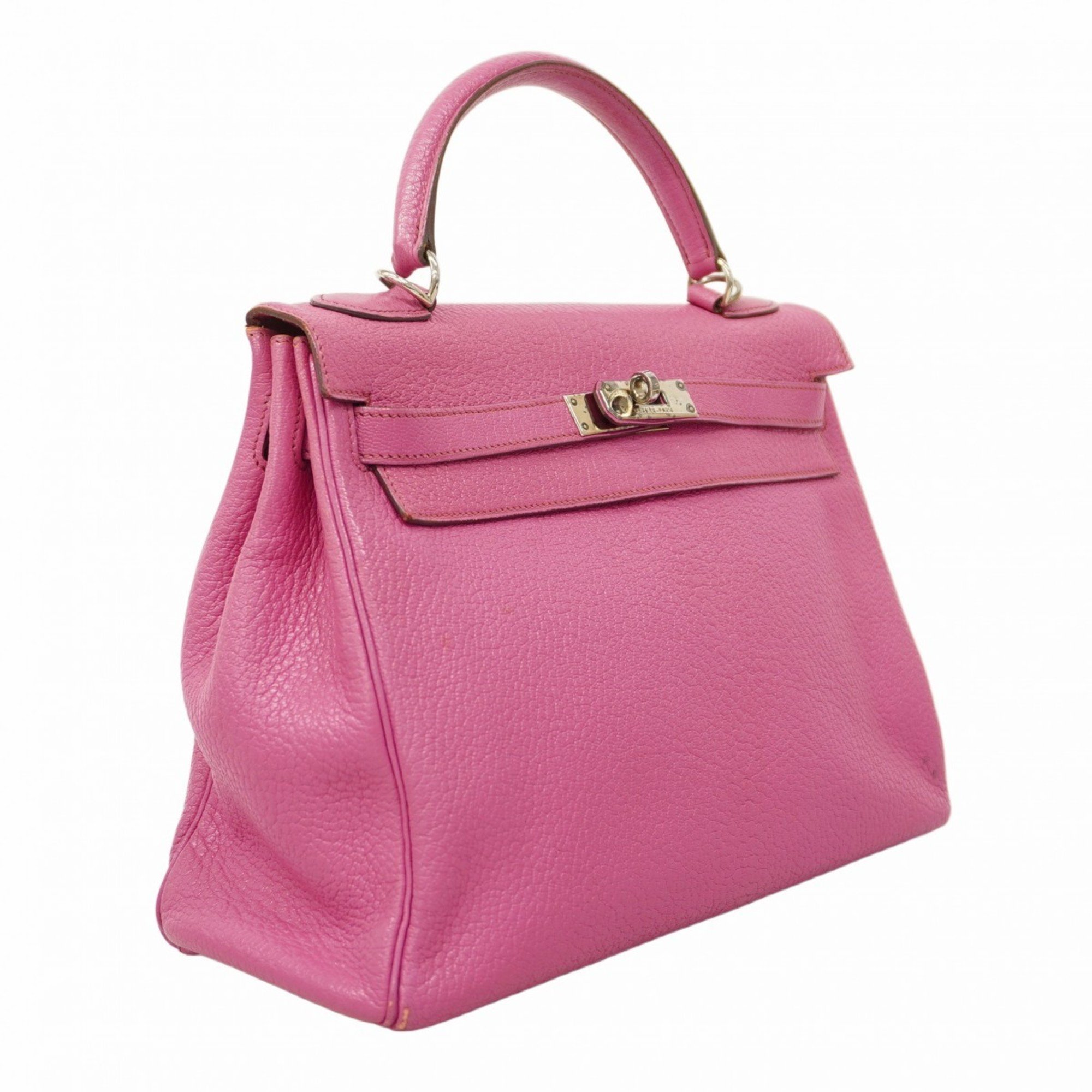 Hermes handbag Kelly 32 Chevre Coromandel Fuchsia pink □I engraved ladies