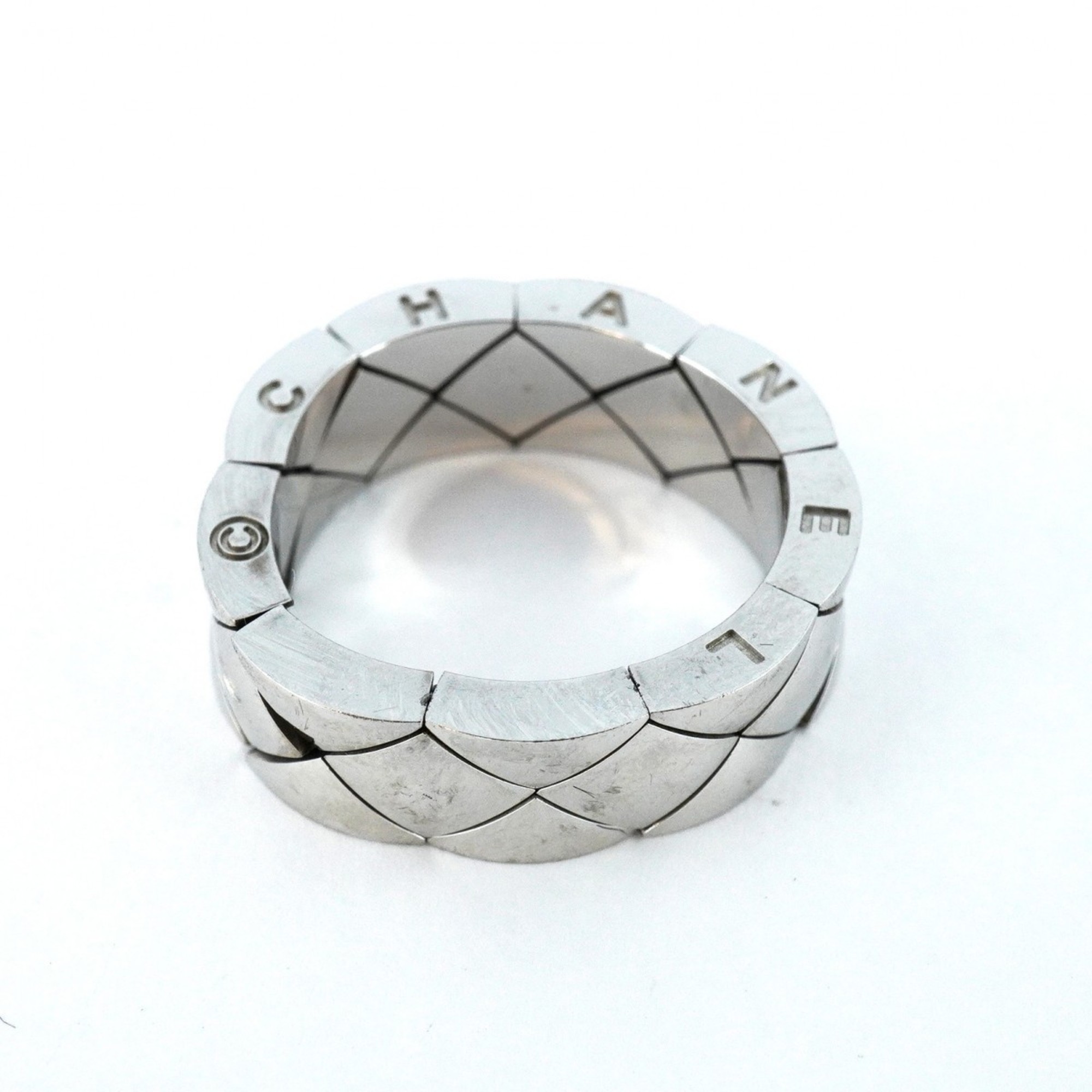 Chanel Ring Matelasse K18WG White Gold #55 Men's