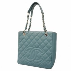 Chanel Shoulder Bag Matelasse Caviar Skin Turquoise Blue Women's