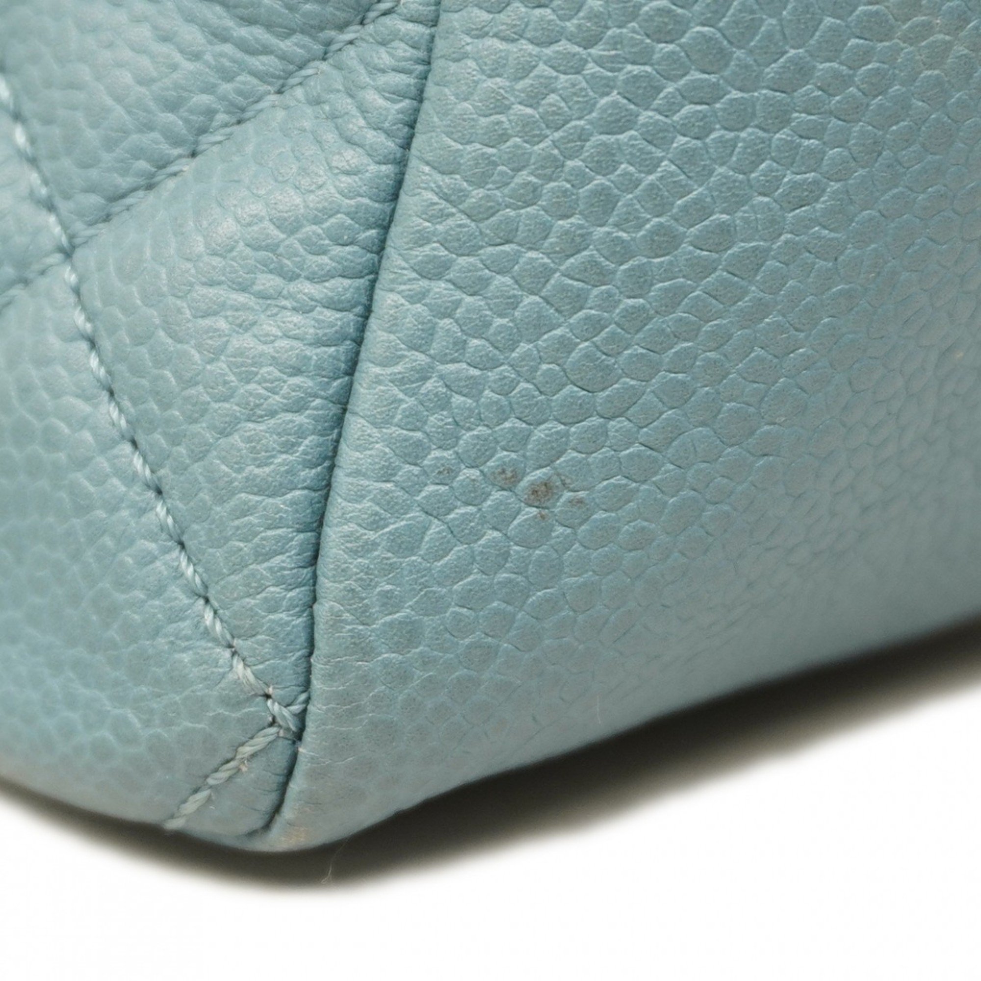 Chanel Shoulder Bag Matelasse Caviar Skin Turquoise Blue Women's