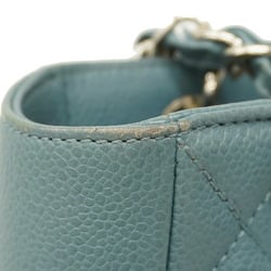 Chanel Shoulder Bag Matelasse Caviar Skin Turquoise Blue Women's