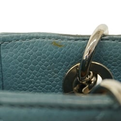 Chanel Shoulder Bag Matelasse Caviar Skin Turquoise Blue Women's