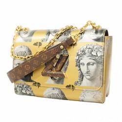 Louis Vuitton Shoulder Bag Twist MM M59137 Gold Brown Fornasetti Collection Women's