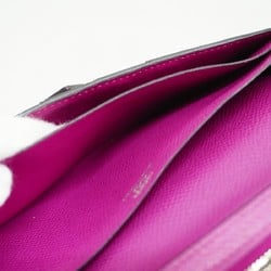 Hermes Long Wallet Bearn Soufflet Veau Epsom Rose Purple C Stamp Ladies