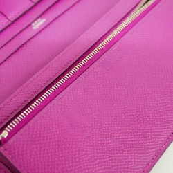 Hermes Long Wallet Bearn Soufflet Veau Epsom Rose Purple C Stamp Ladies