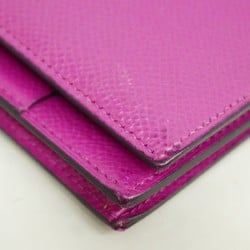 Hermes Long Wallet Bearn Soufflet Veau Epsom Rose Purple C Stamp Ladies