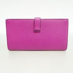 Hermes Long Wallet Bearn Soufflet Veau Epsom Rose Purple C Stamp Ladies