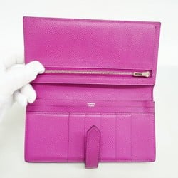 Hermes Long Wallet Bearn Soufflet Veau Epsom Rose Purple C Stamp Ladies