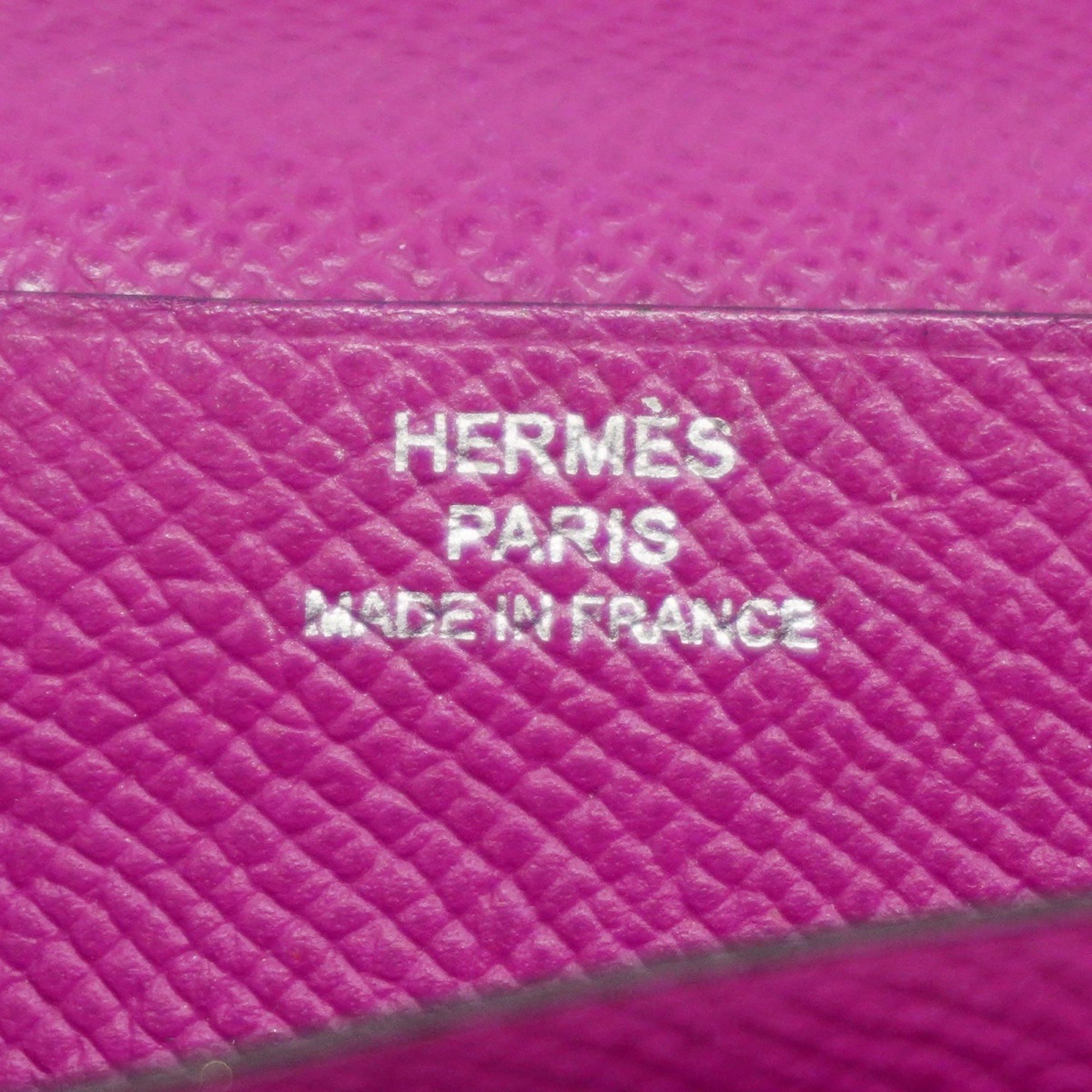 Hermes Long Wallet Bearn Soufflet Veau Epsom Rose Purple C Stamp Ladies