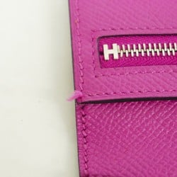 Hermes Long Wallet Bearn Soufflet Veau Epsom Rose Purple C Stamp Ladies