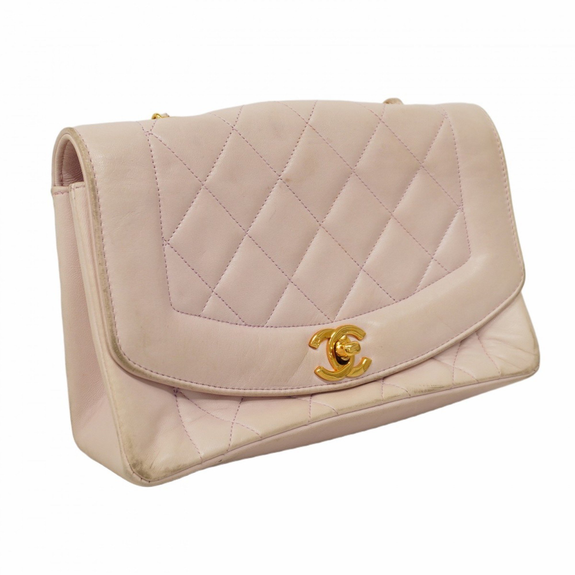 Chanel Shoulder Bag Diana Lambskin Pink Women's