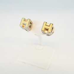 Hermes Earrings, Cage d'Ash, Metal, Silver, White, Women's