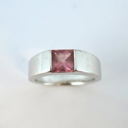 Cartier Tank Ring Pink Tourmaline K18WG White Gold #53 Ladies