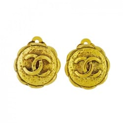 Chanel Earrings Coco Mark Circle GP Plated Gold Ladies