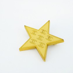 Chanel Brooch Coco Mark Star GP Plated Gold White Ladies