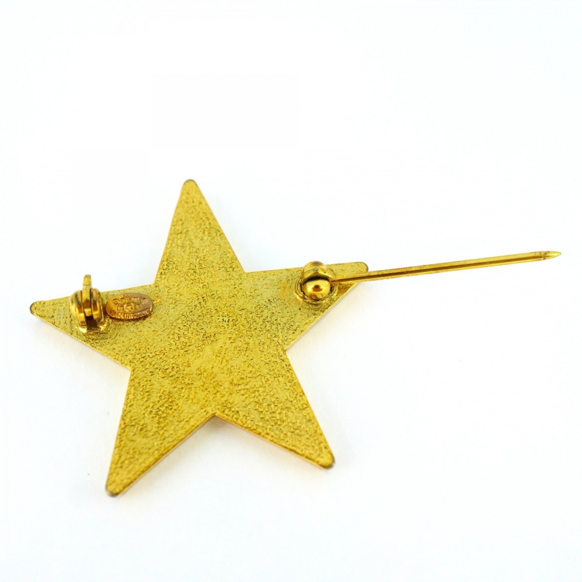 Chanel Brooch Coco Mark Star GP Plated Gold White Ladies