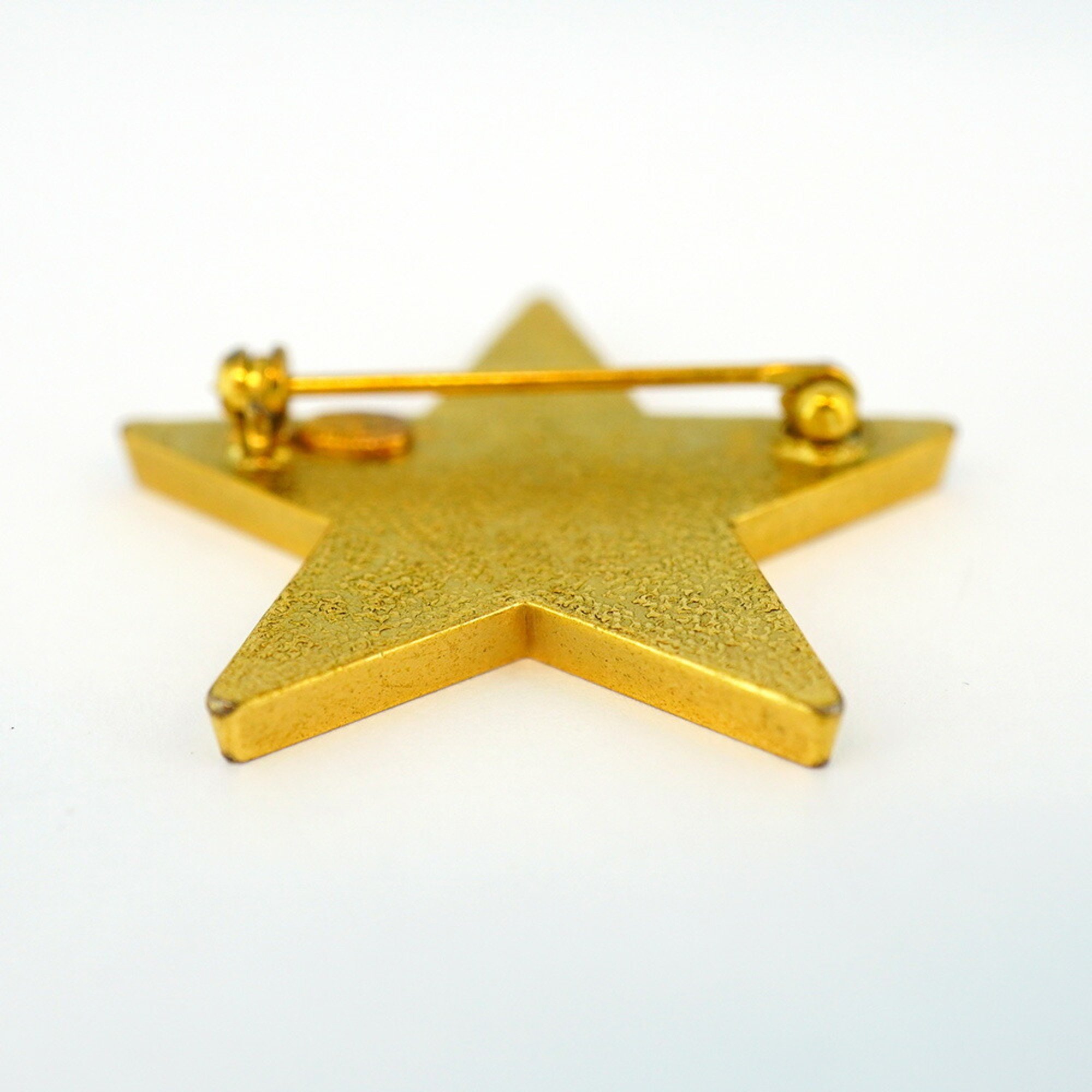 Chanel Brooch Coco Mark Star GP Plated Gold White Ladies