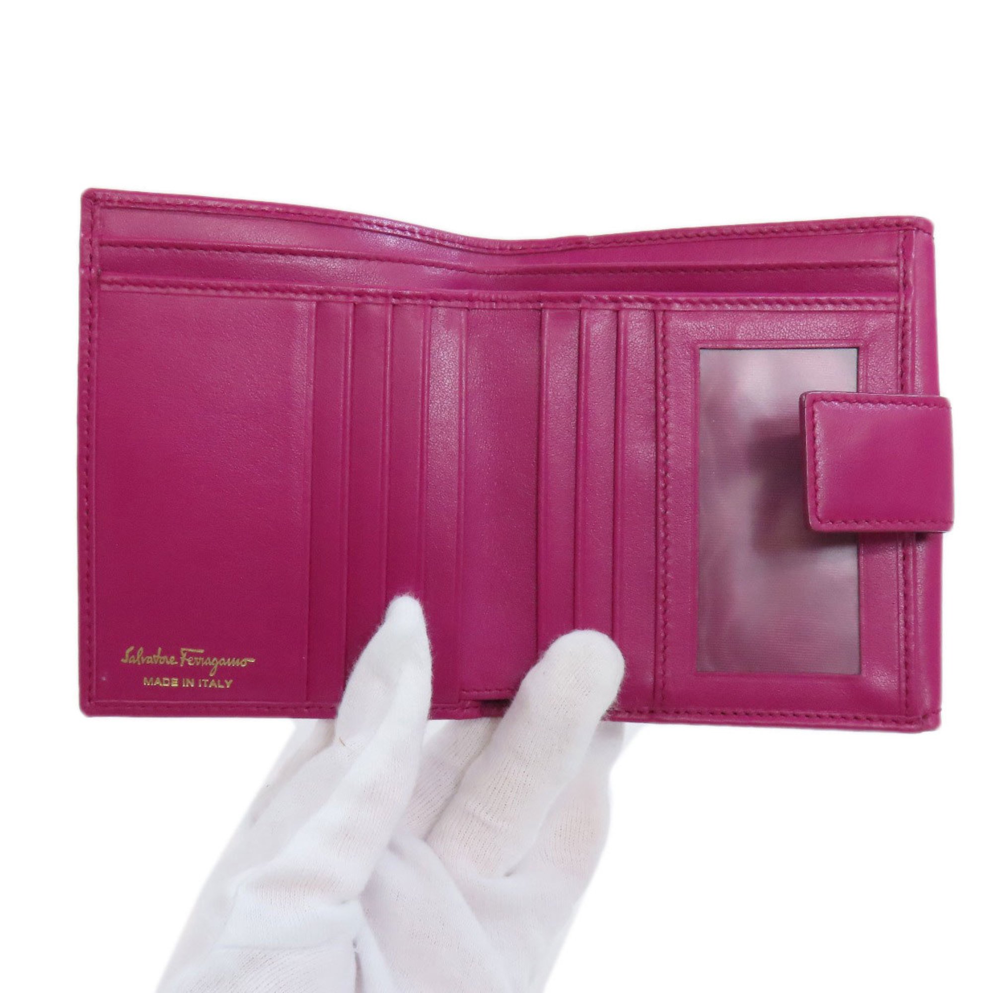 Salvatore Ferragamo Vara Ribbon Bi-fold Wallet Leather Women's