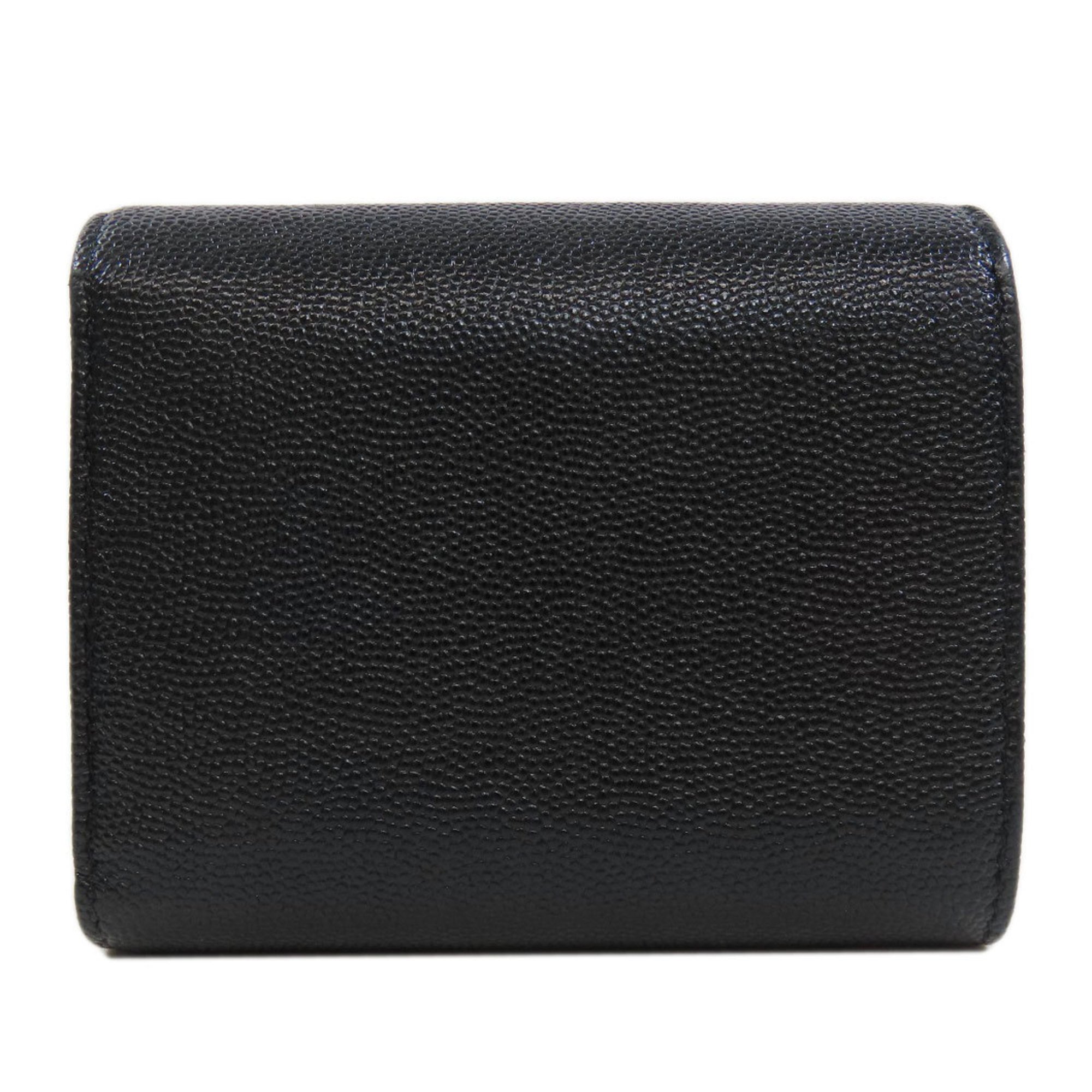 CHANEL Tri-fold Wallet Coco Mark Bi-fold Caviar Skin Women's