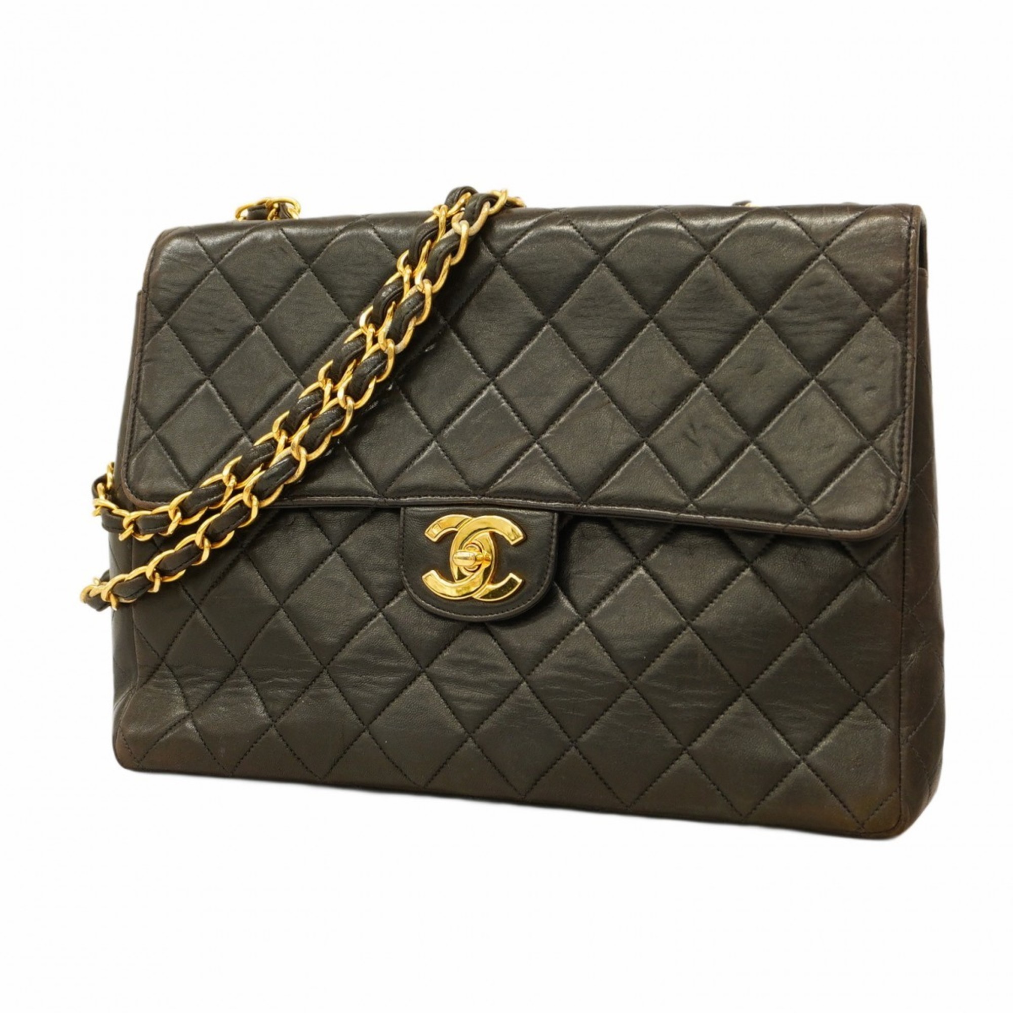 Chanel Shoulder Bag Matelasse Lambskin Black Women's