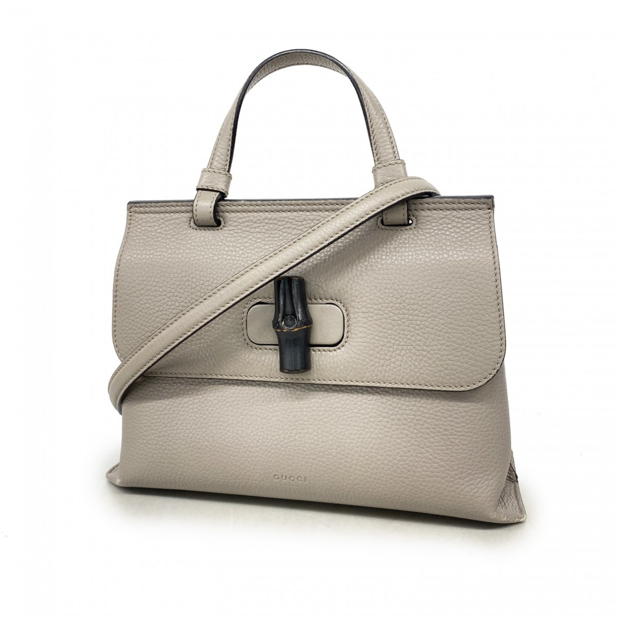 Gucci Handbag Bamboo Daily 370831 Leather Grey Women's