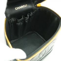 Chanel Vanity Bag Patent Leather Black Women's