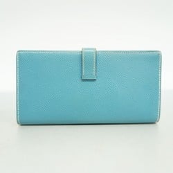 Hermes Long Wallet Bearn Soufflet Veau Epsom Blue Jean K Stamped Ladies