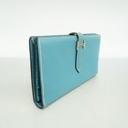 Hermes Long Wallet Bearn Soufflet Veau Epsom Blue Jean K Stamped Ladies