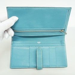 Hermes Long Wallet Bearn Soufflet Veau Epsom Blue Jean K Stamped Ladies