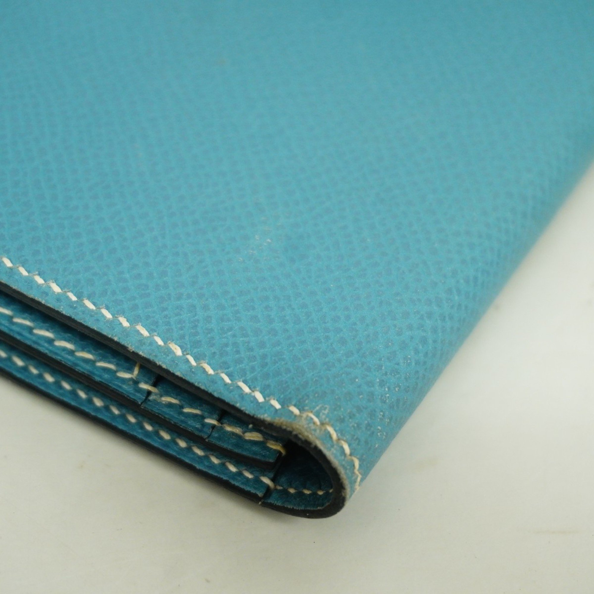 Hermes Long Wallet Bearn Soufflet Veau Epsom Blue Jean K Stamped Ladies