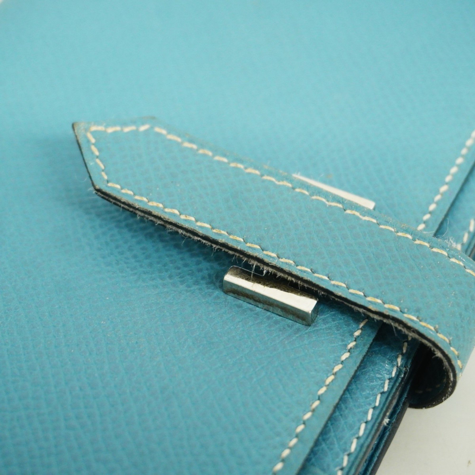 Hermes Long Wallet Bearn Soufflet Veau Epsom Blue Jean K Stamped Ladies