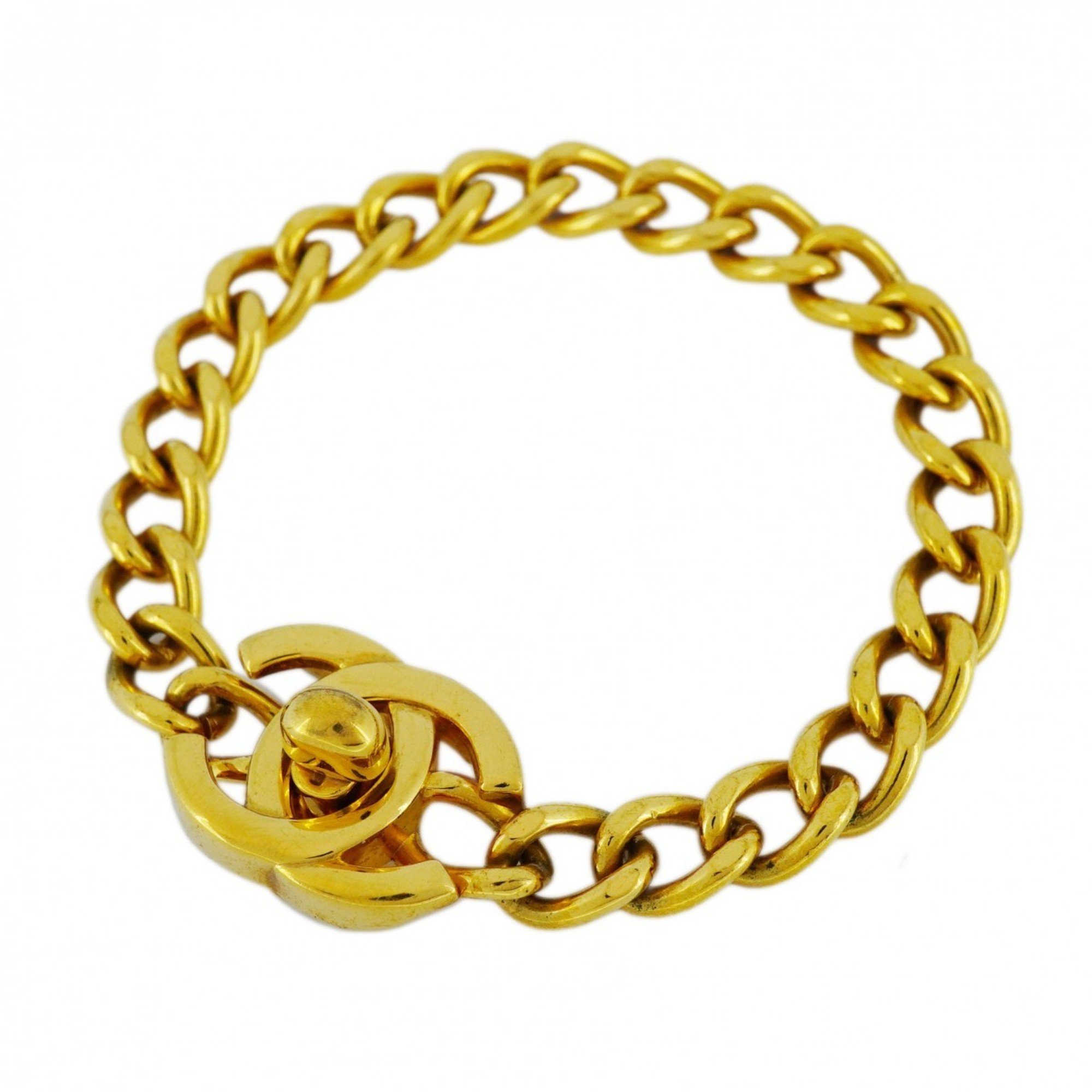 Chanel Bracelet Turn Lock GP Plated Gold Ladies