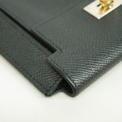 Hermes Wallet/Coin Case Kelly Pocket Compact Veau Epsom Black Y Stamp Men's Women's