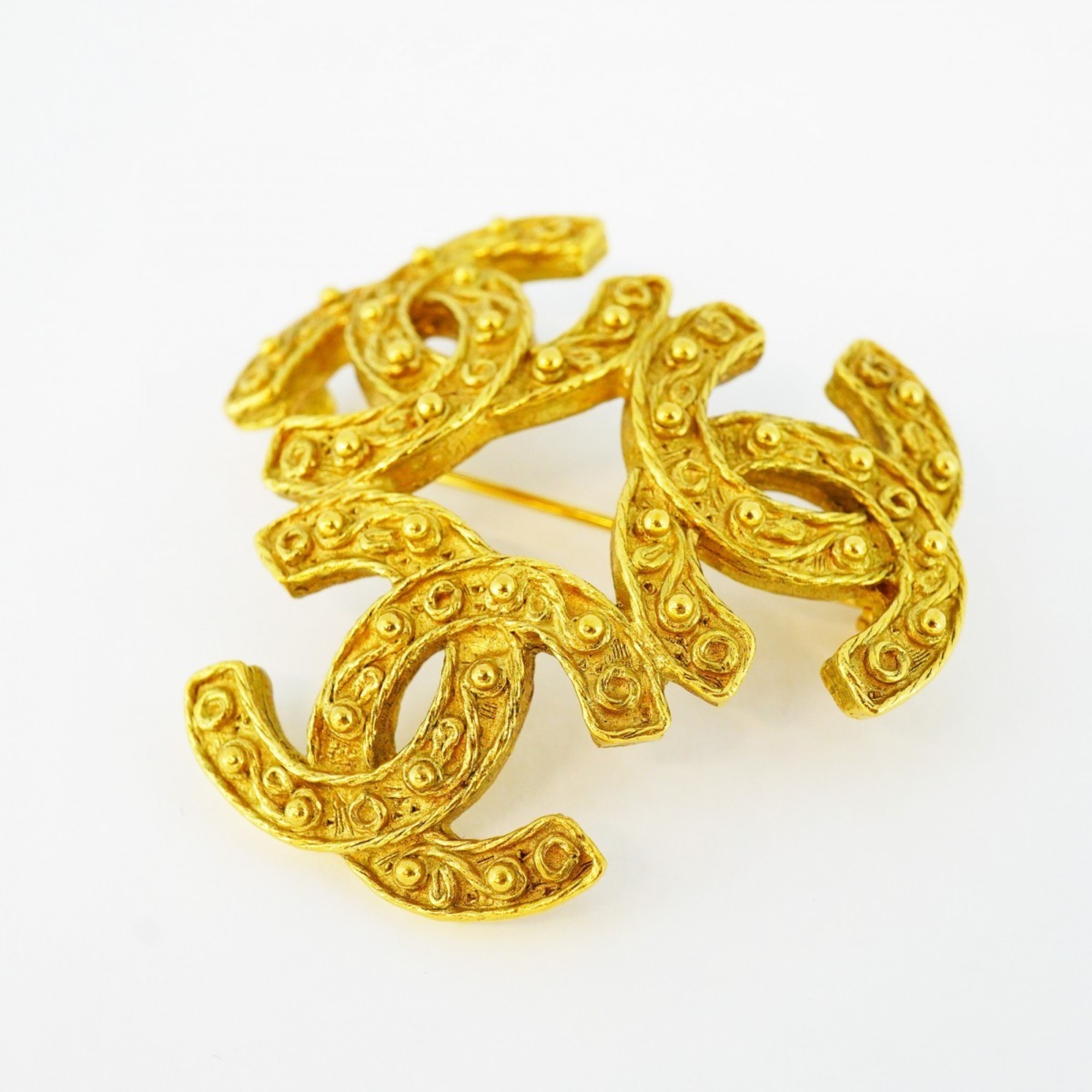 Chanel Brooch Triple Coco GP Plated Gold Ladies