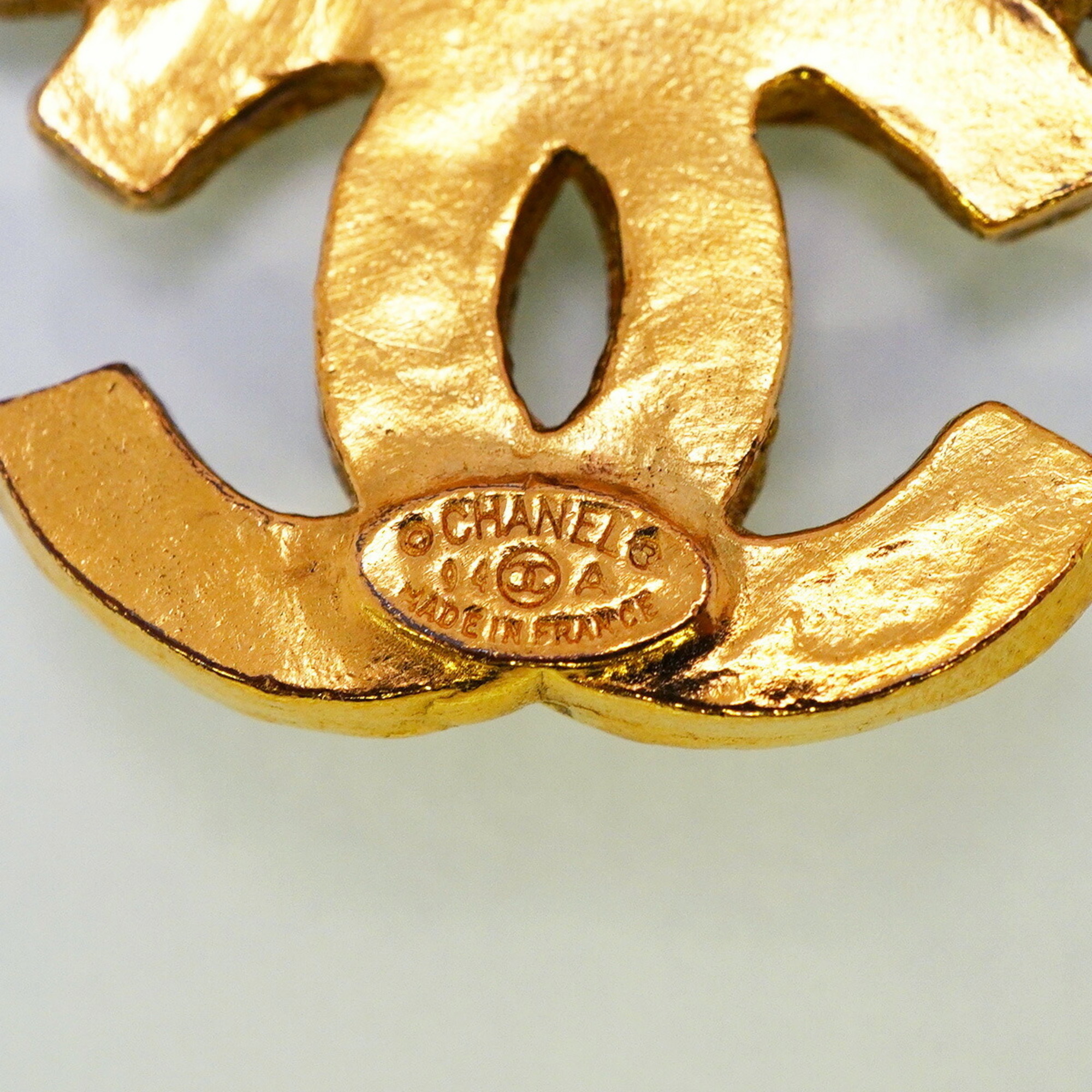 Chanel Brooch Triple Coco GP Plated Gold Ladies