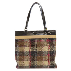 Burberry Tartan Check Tote Bag Canvas Leather Women's BURBERRY