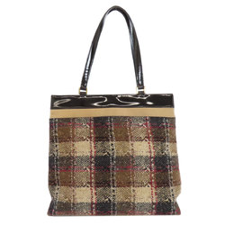 Burberry Tartan Check Tote Bag Canvas Leather Women's BURBERRY