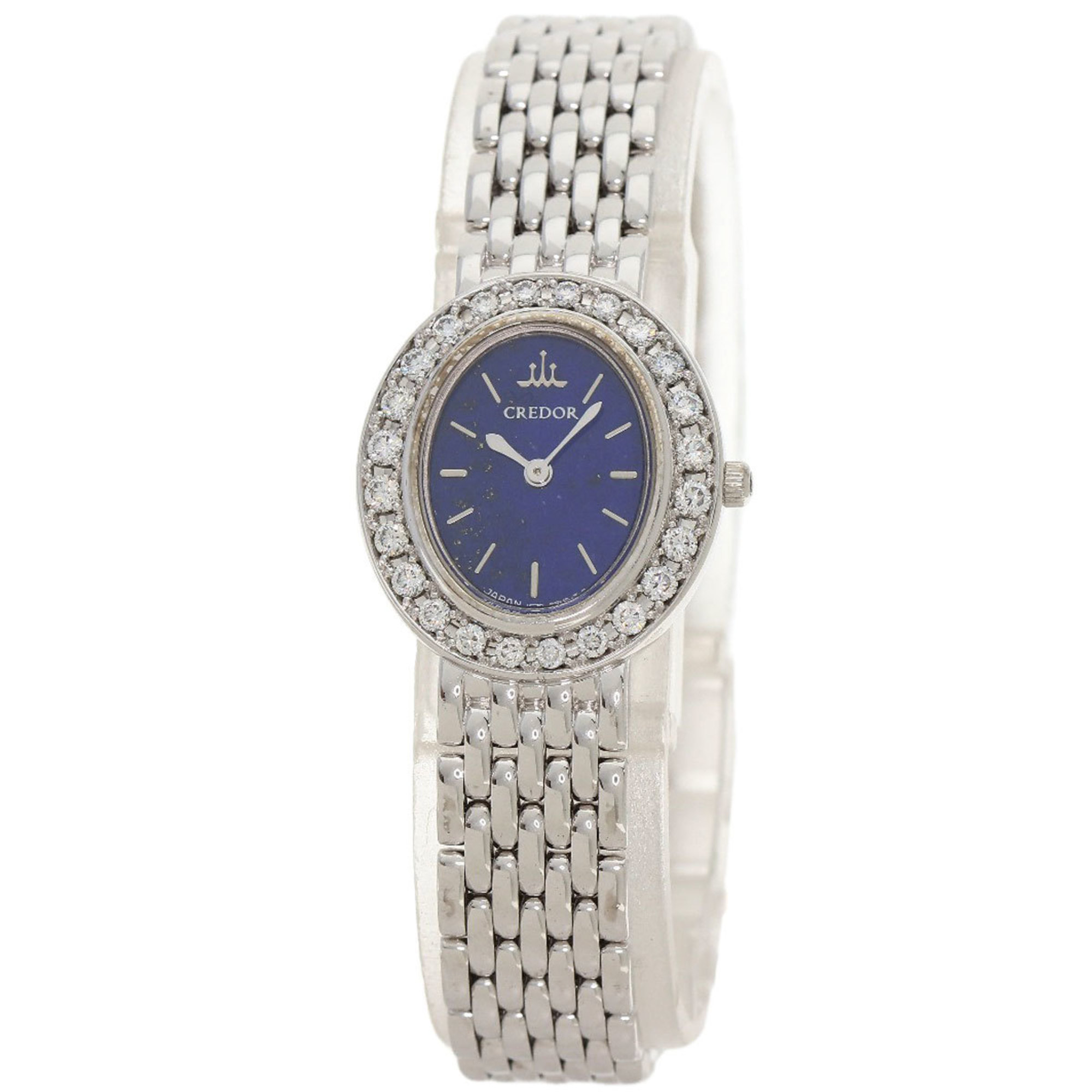 Seiko 1E70-0DD0 Credor Bezel Diamond Watch K18 White Gold K18WG Ladies SEIKO