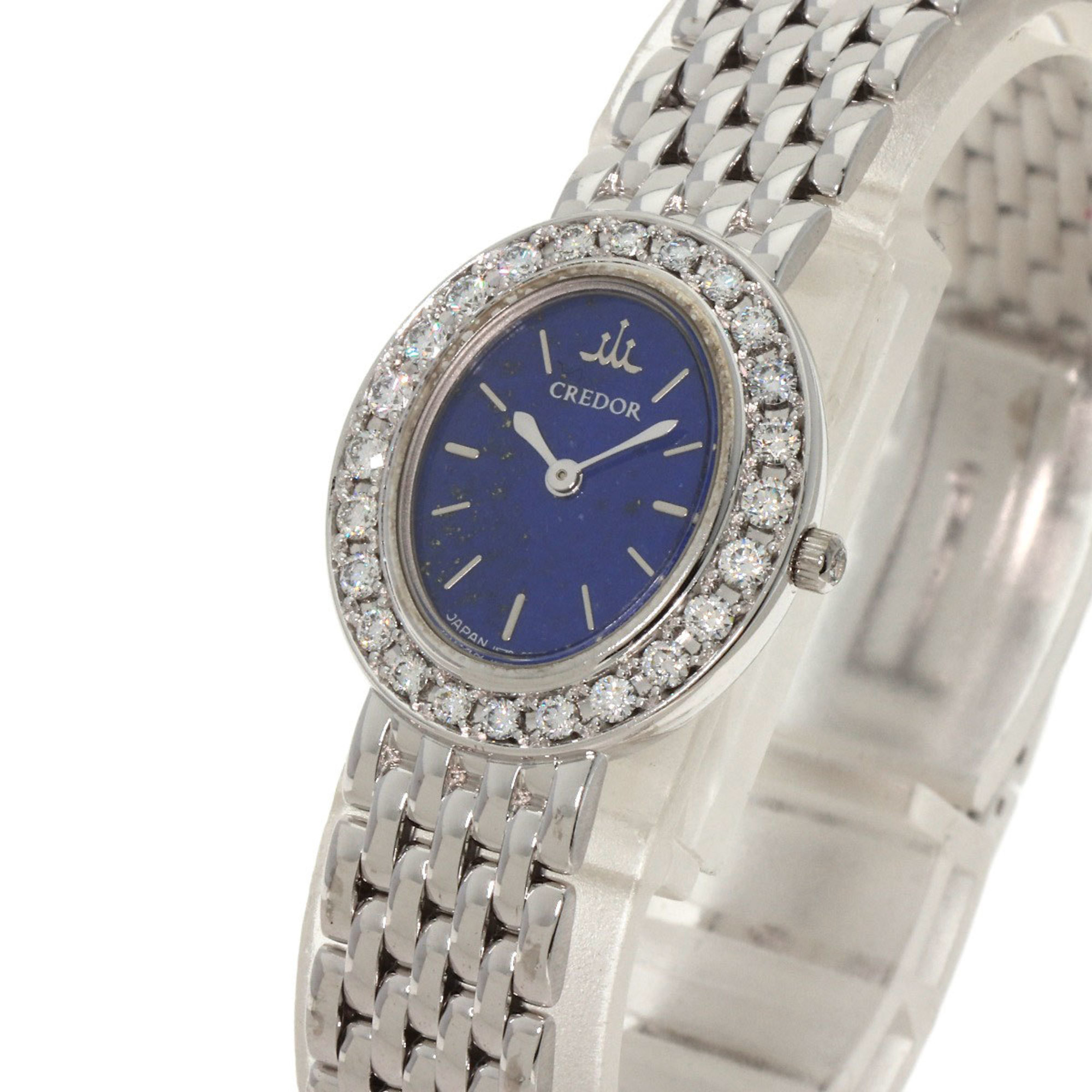 Seiko 1E70-0DD0 Credor Bezel Diamond Watch K18 White Gold K18WG Ladies SEIKO