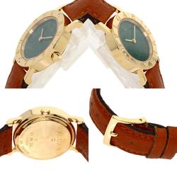 BVLGARI BB26DGL Jade Dial Watch K18 Yellow Gold Leather Women's