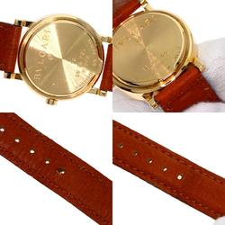 BVLGARI BB26DGL Jade Dial Watch K18 Yellow Gold Leather Women's