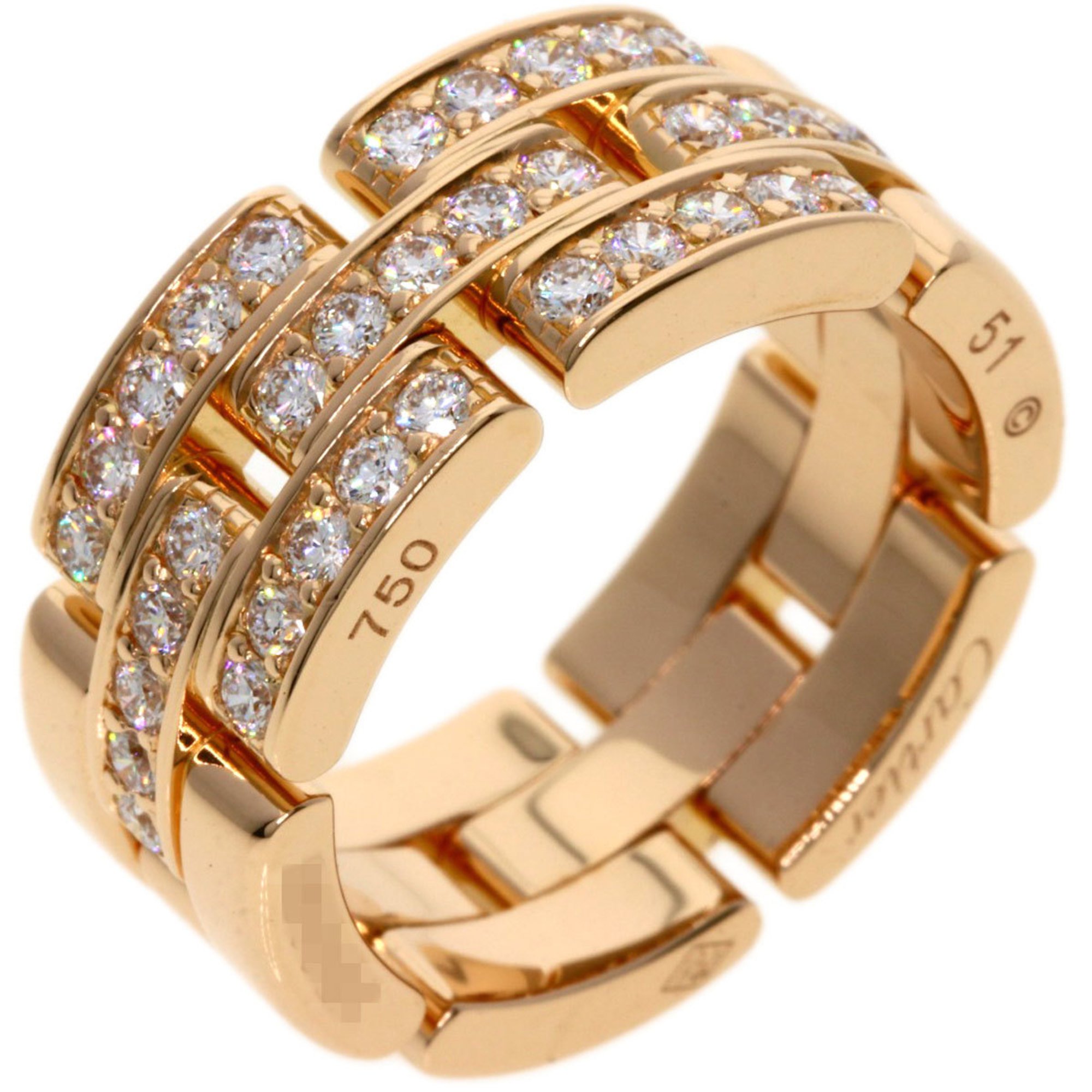 Cartier Panthere Half Diamond #51 Ring, 18K Pink Gold, Women's, CARTIER