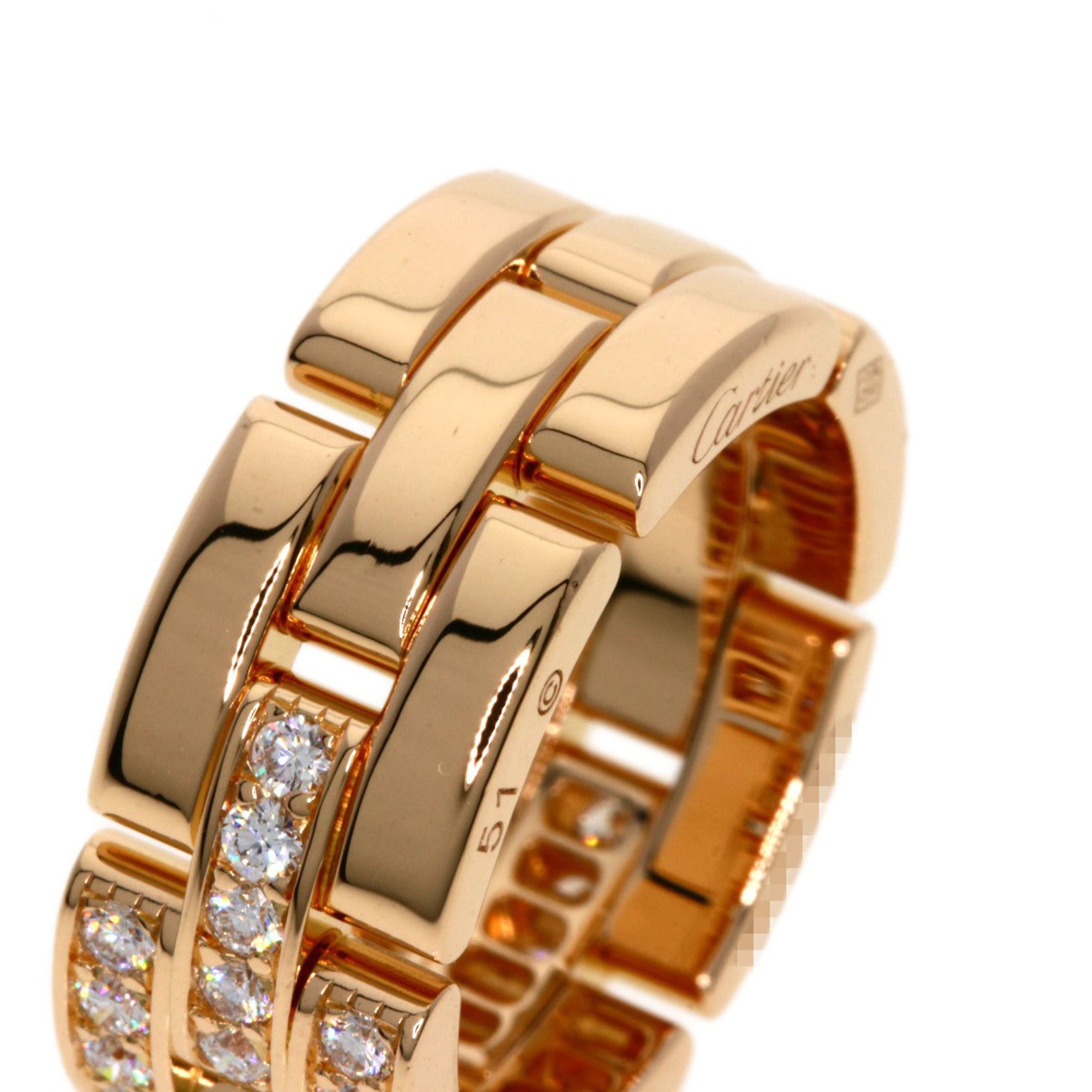 Cartier Panthere Half Diamond #51 Ring, 18K Pink Gold, Women's, CARTIER