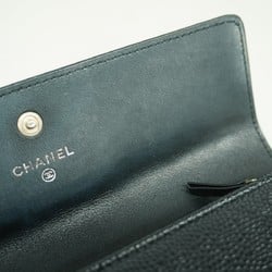 Chanel Long Wallet Caviar Skin Black Women's