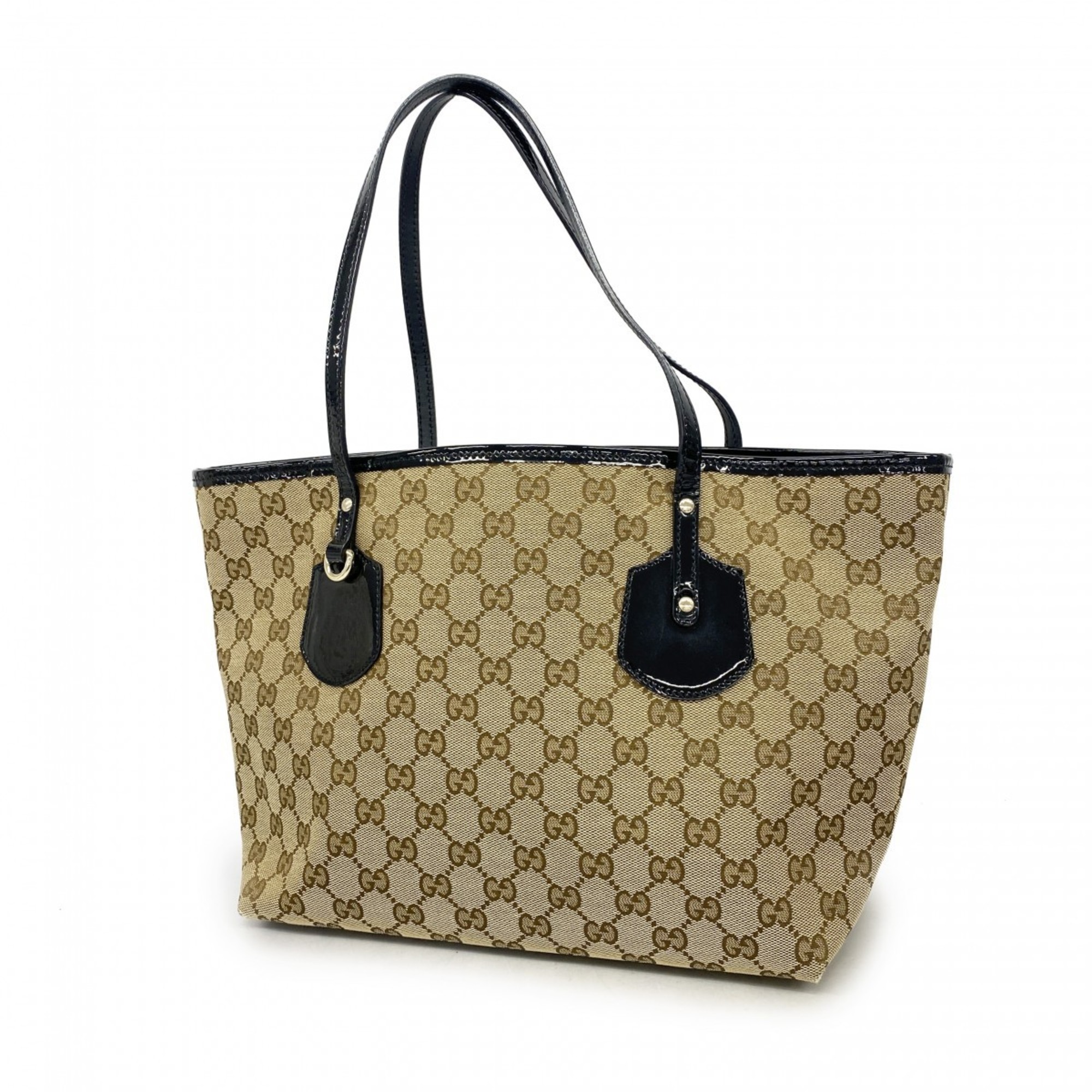 Gucci Tote Bag GG Canvas 211976 Brown Black Women's