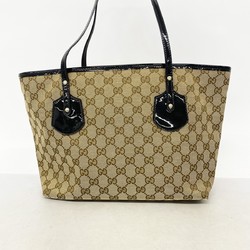 Gucci Tote Bag GG Canvas 211976 Brown Black Women's